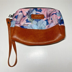 Ibfun Blue/Pink Floral Small Makeup Bag, 7"L x 6"H